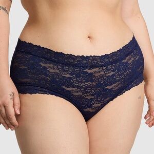 Victoria’s Secret Intimates Navy Blue Floral Lace Sheer Cheeky Cheekster Panties